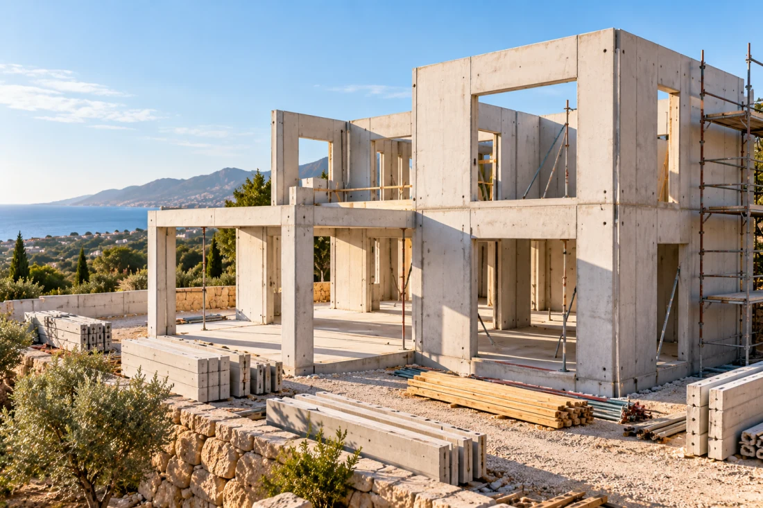 Interior de una vivienda en plena reforma con tabiques nuevos e instalaciones