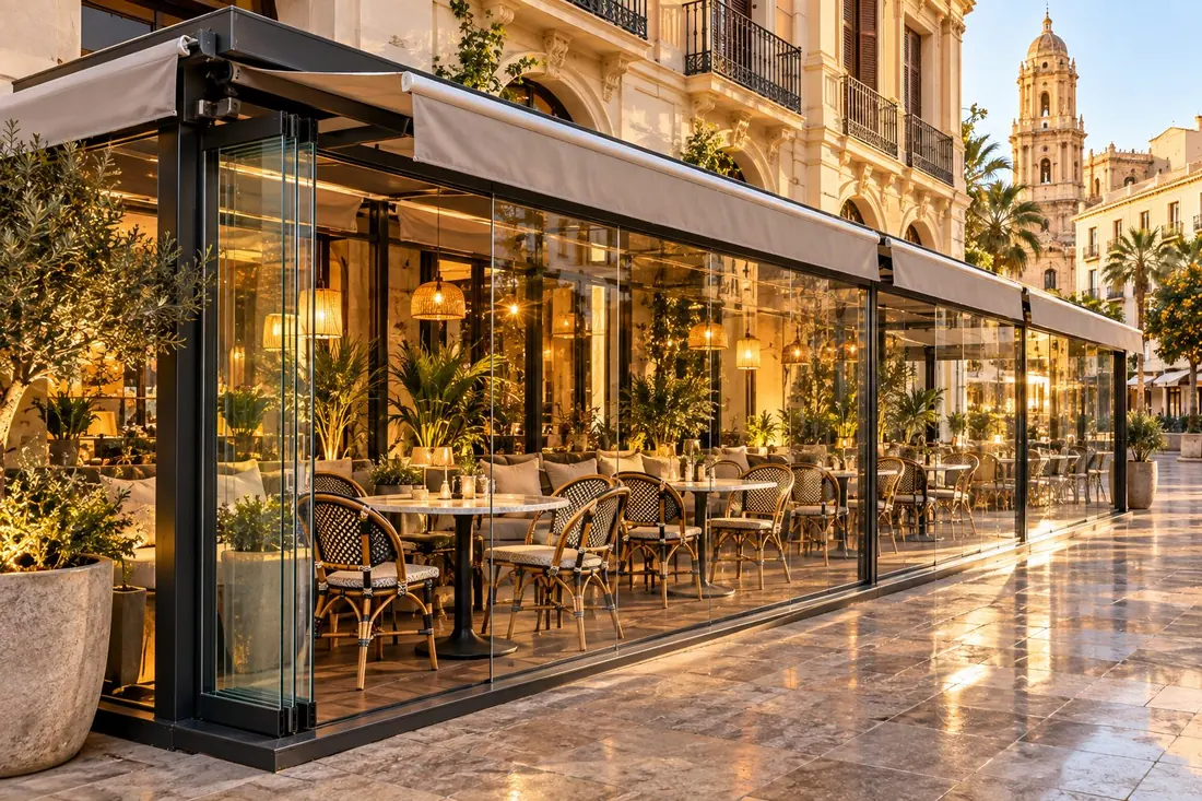 Terraza de hostelería cerrada con cristal