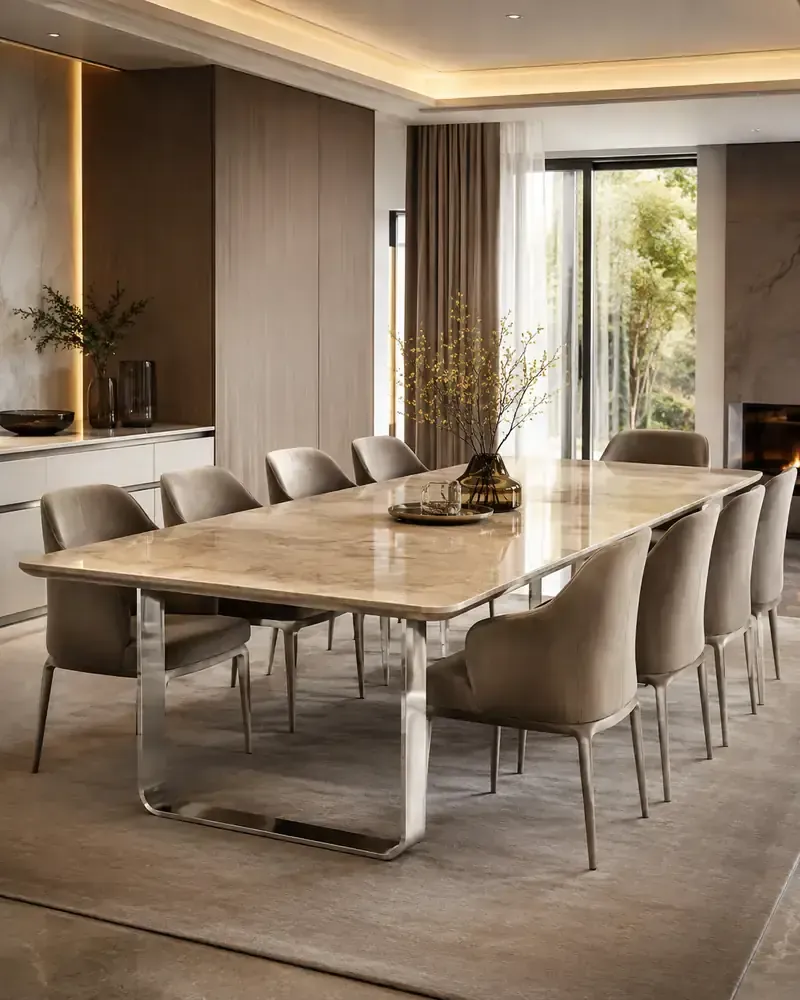 Mesa de comedor en mármol